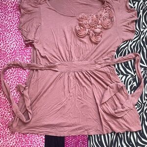 Women's Pink Tie up Floral Top